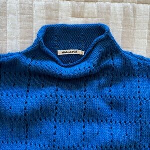 Misha & Puff windowpane cotton sweater xs/small cobalt